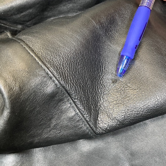 JLC New York Womens Soft Black 100% Leather Coat Raccoon Trim Hood Grunge Luxe - Picture 9 of 16